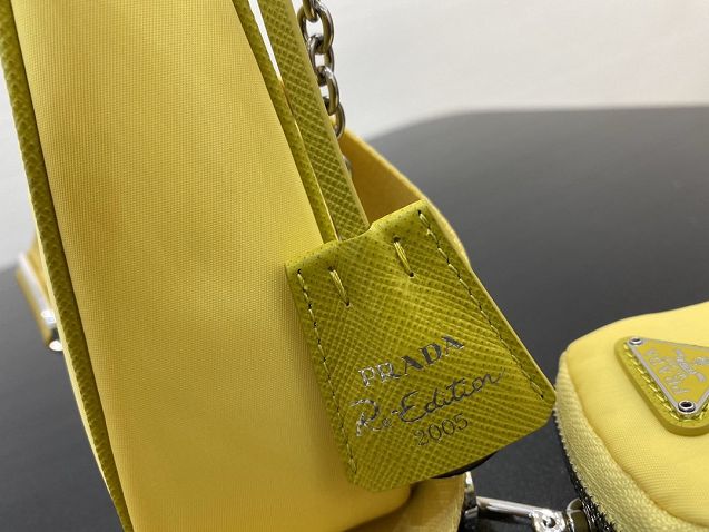 Prada original nylon shoulder bag 1BH204 yellow