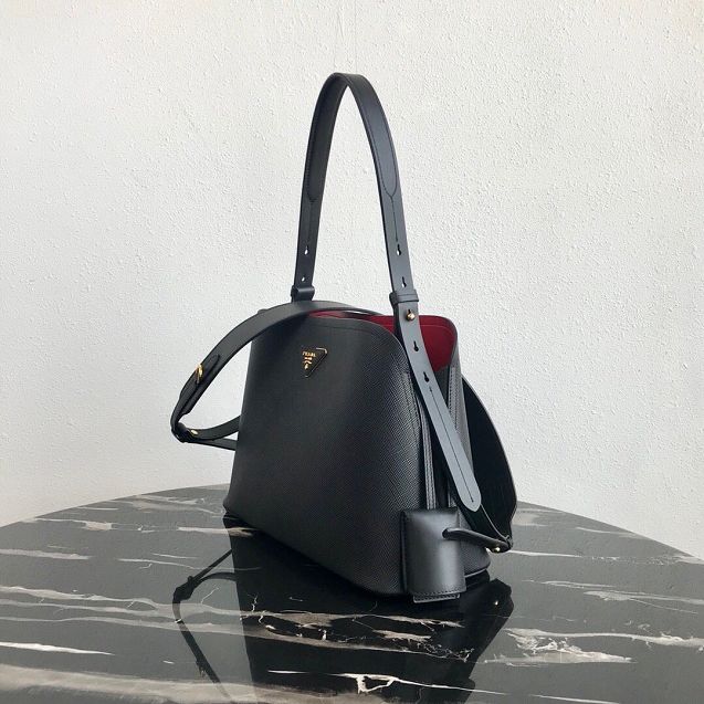 Prada original saffiano leather matinee small handbag 1BA251 black