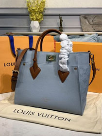 louis vuitton original calfskin on my side tote bag M56078 light blue