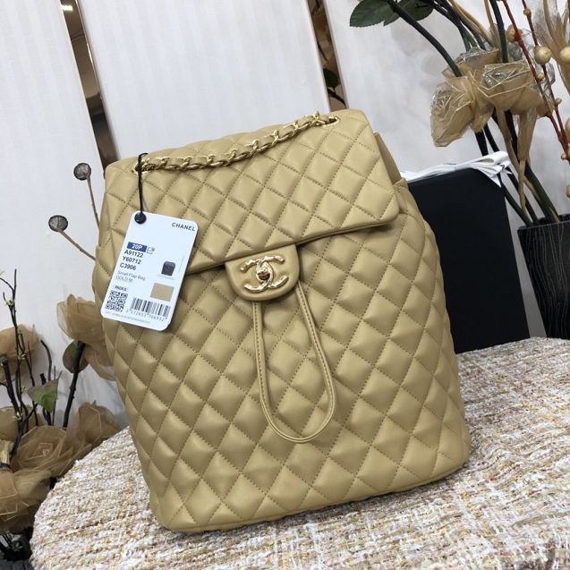 CC original lambskin large backpack A91122 gold