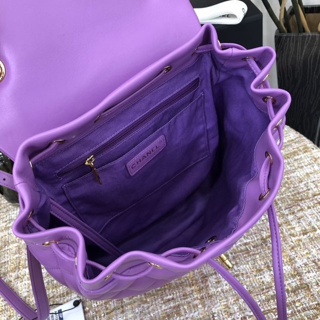 CC original lambskin large backpack A91122 purple