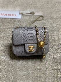 CC original python leather small flap bag AS1786 grey