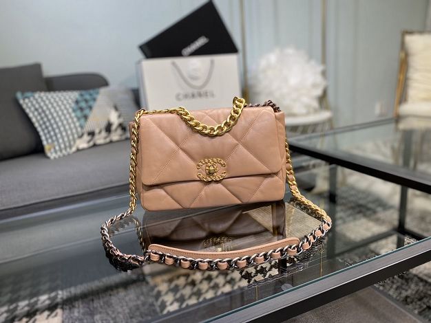 2020 CC original lambskin 19 flap bag AS1160 nude