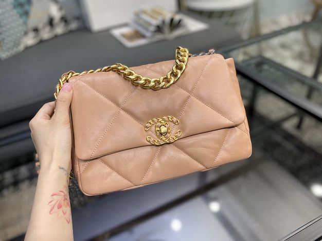 2020 CC original lambskin 19 flap bag AS1160 nude