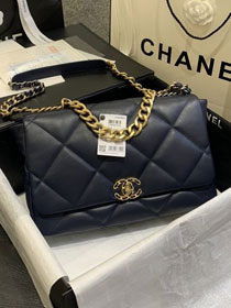 2020 CC original lambskin 19 maxi flap bag AS1162 navy blue