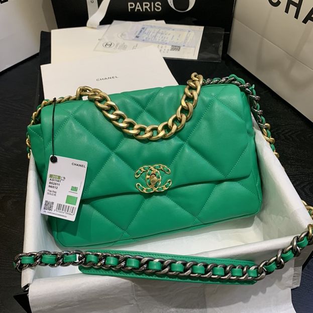 2020 CC original lambskin 19 large flap bag AS1161 green