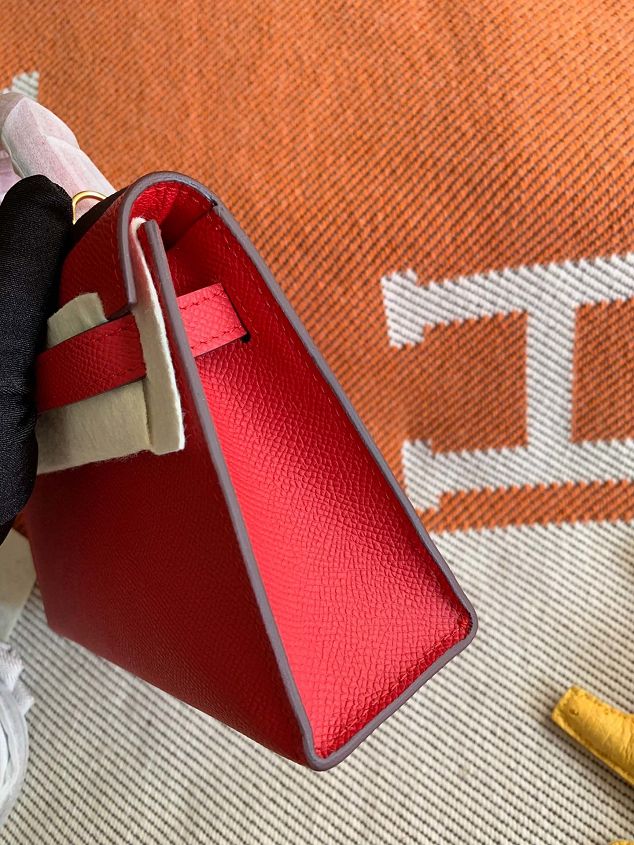 Hermes original epsom leather mini kelly 19 bag K0019 red