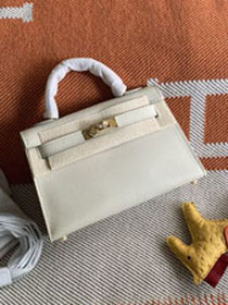 Hermes original epsom leather mini kelly 19 bag K0019 white