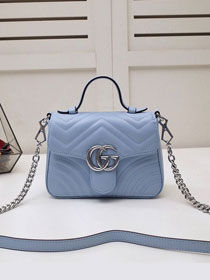 GG marmont original calfskin mini top handle bag 547260 light blue