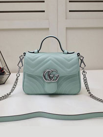 GG marmont original calfskin mini top handle bag 547260 pastel green