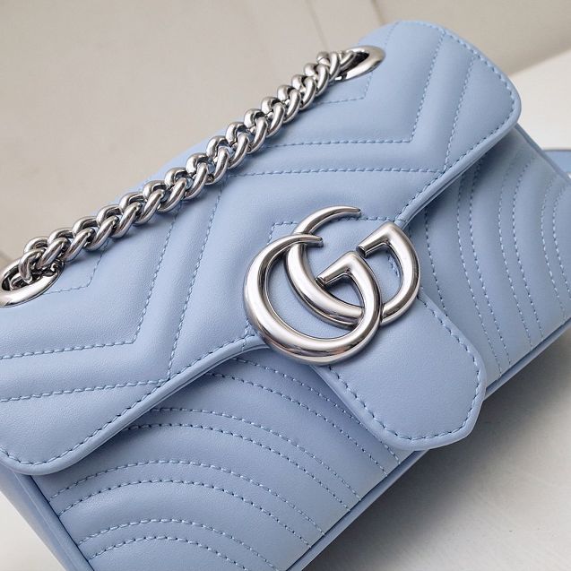 GG original calfskin marmont mini bag 446744 light blue