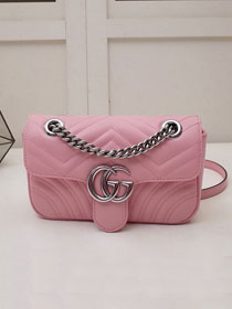 GG original calfskin marmont mini bag 446744 pink