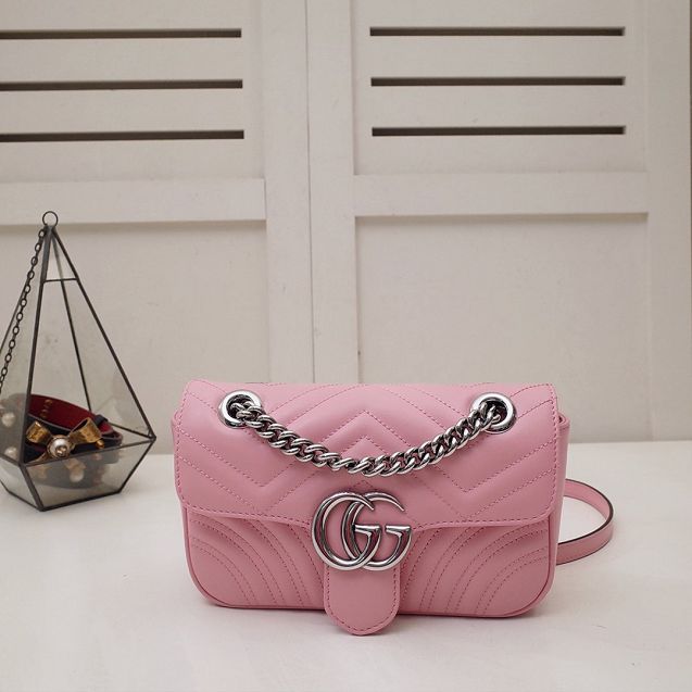 GG original calfskin marmont mini bag 446744 pink