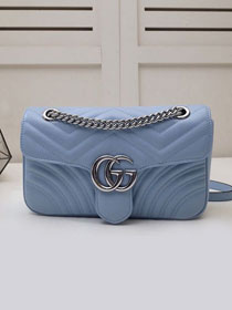 GG original calfskin marmont small shoulder bag 443497 light blue