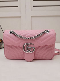 GG original calfskin marmont small shoulder bag 443497 pink