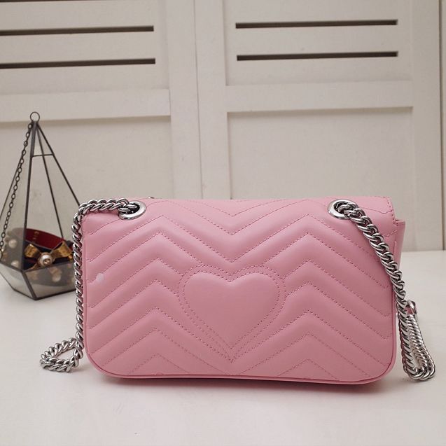 GG original calfskin marmont small shoulder bag 443497 pink