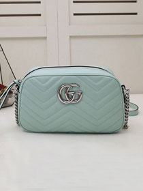 GG original calfskin marmont small shoulder bag 447632 pastel green