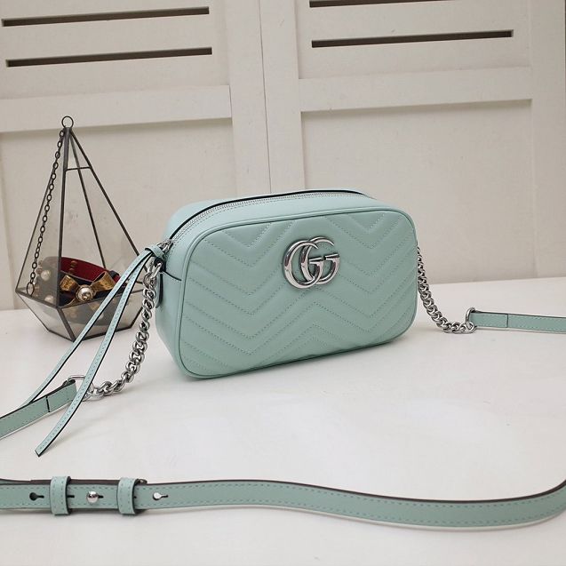 GG original calfskin marmont small shoulder bag 447632 pastel green