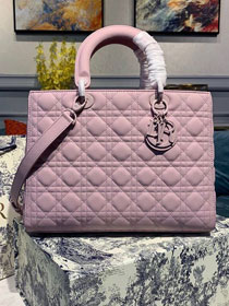 Dior original lambskin large lady dior ultra-matte bag M0566 pink