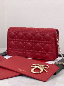 Lady dior original lambskin clutch S0204 red