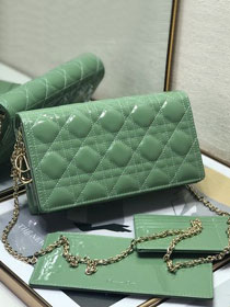 Lady dior original patent calfskin clutch S0204 avocado green