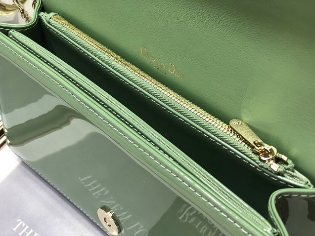 Lady dior original patent calfskin clutch S0204 avocado green