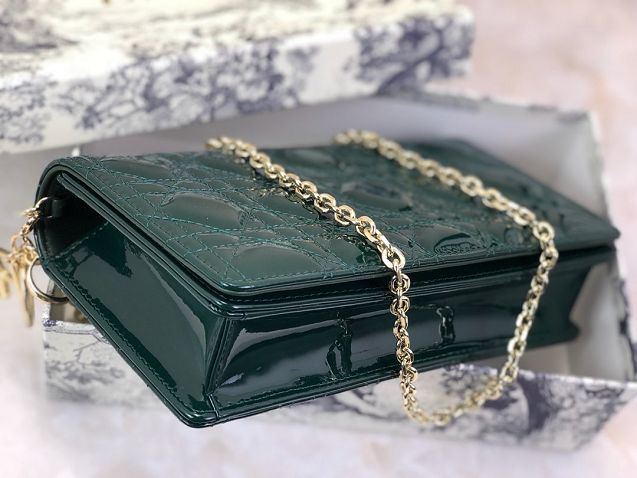 Lady dior original patent calfskin clutch S0204 dark green