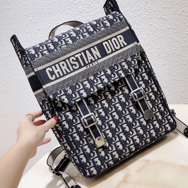 Dior original canvas backpack M1293 dark blue