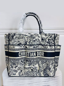 Dior original canvas large book tote bag M1290 dark blue tiger