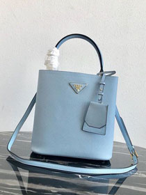 Prada original saffiano leather medium panier bag 1BA212 light blue