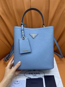 Prada original saffiano leather medium panier bag 1BA212 sky blue