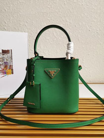 Prada original saffiano leather small panier bag 1BA217 green