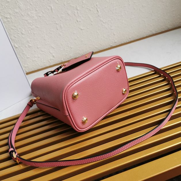 Prada original saffiano leather small panier bag 1BA217 pink