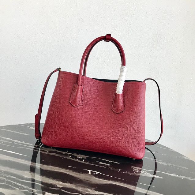 Prada original grained calfskin medium double bag 1BG2775 red