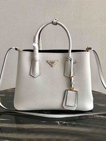 Prada original grained calfskin medium double bag 1BG2775 white