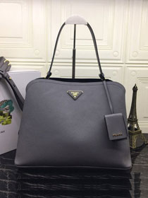 Prada original saffiano leather matinee handbag 1BA249 grey