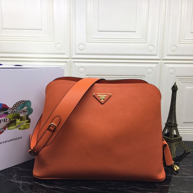 Prada original saffiano leather matinee handbag 1BA249 orange