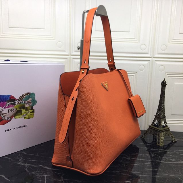 Prada original saffiano leather matinee handbag 1BA249 orange