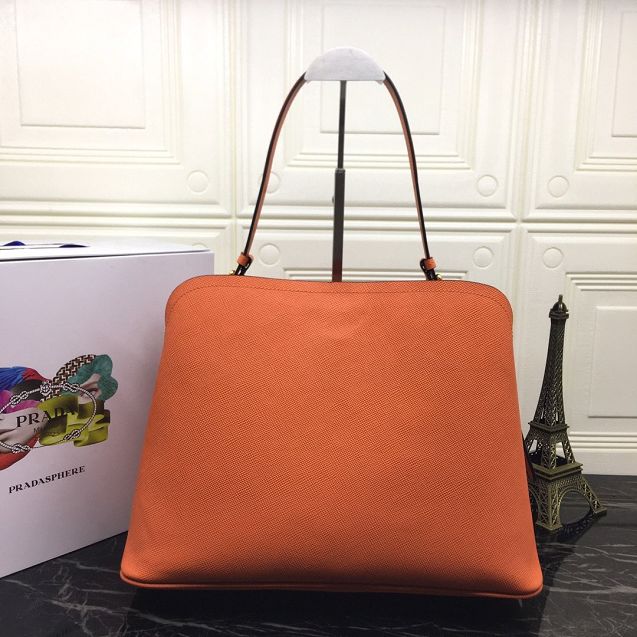 Prada original saffiano leather matinee handbag 1BA249 orange