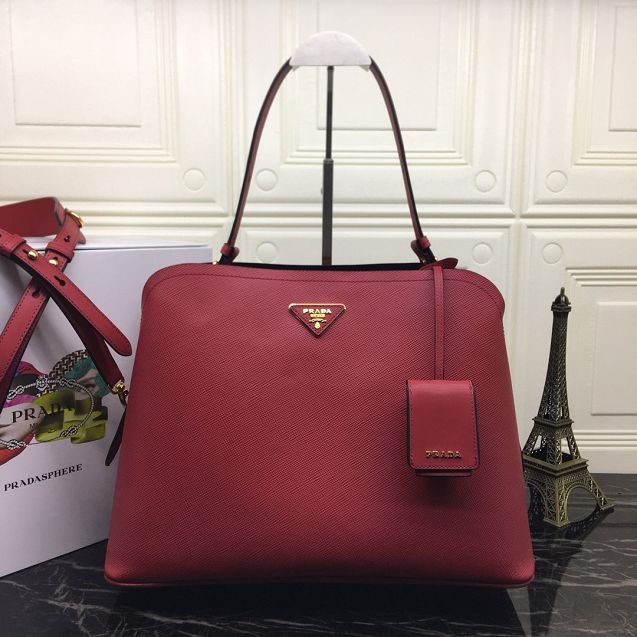 Prada original saffiano leather matinee handbag 1BA249 red