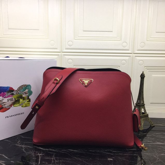 Prada original saffiano leather matinee handbag 1BA249 red