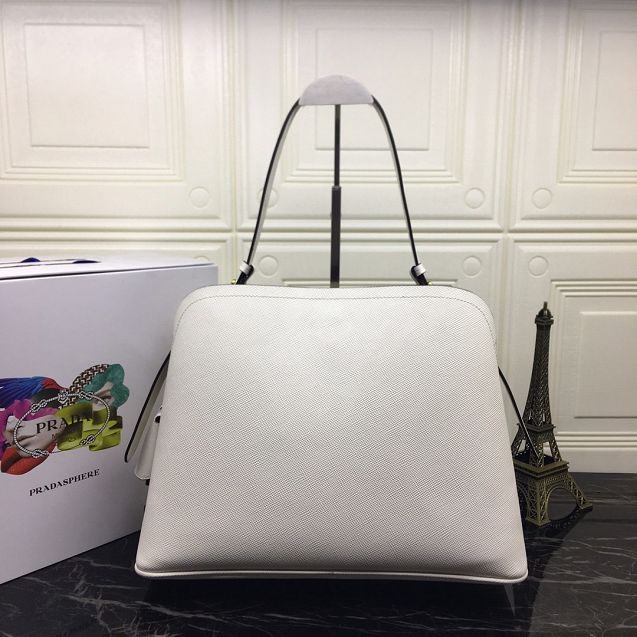 Prada original saffiano leather matinee handbag 1BA249 white