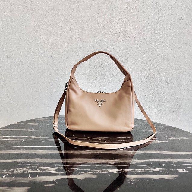 Prada original calfskin hobo bag 1BC132 nude