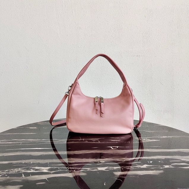 Prada original calfskin hobo bag 1BC132 pink