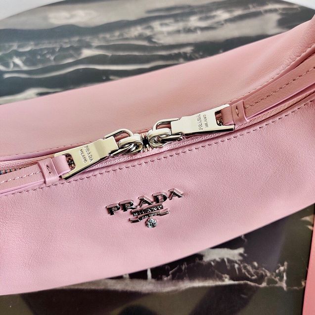 Prada original calfskin hobo bag 1BC132 pink