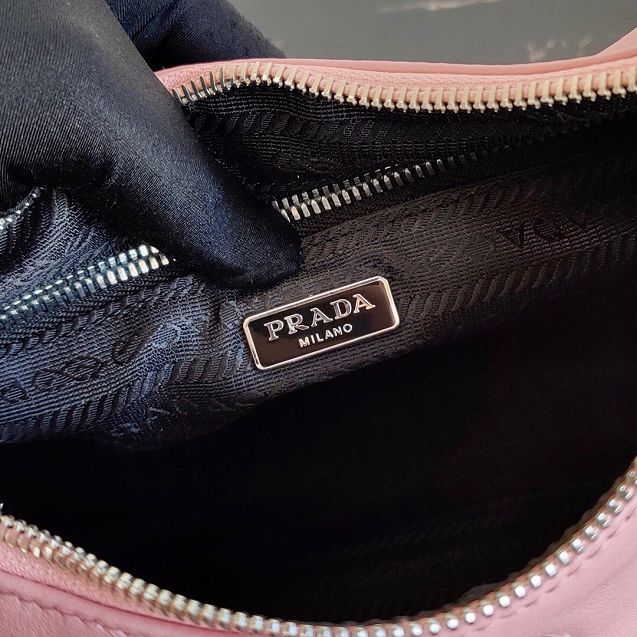 Prada original calfskin hobo bag 1BC132 pink