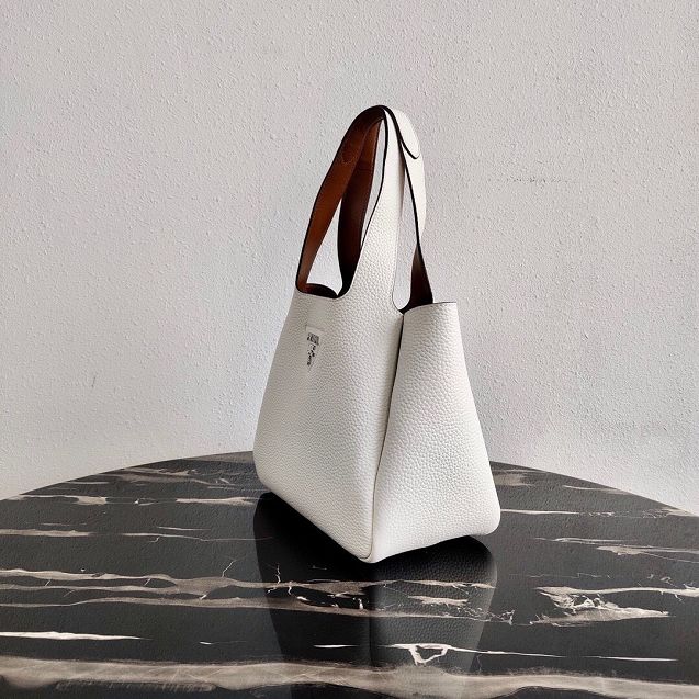 Prada original grained calfskin handbag 1BG335 white