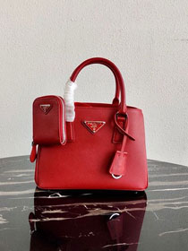 Prada original saffiano leather galleria micro bag 1BA296 red