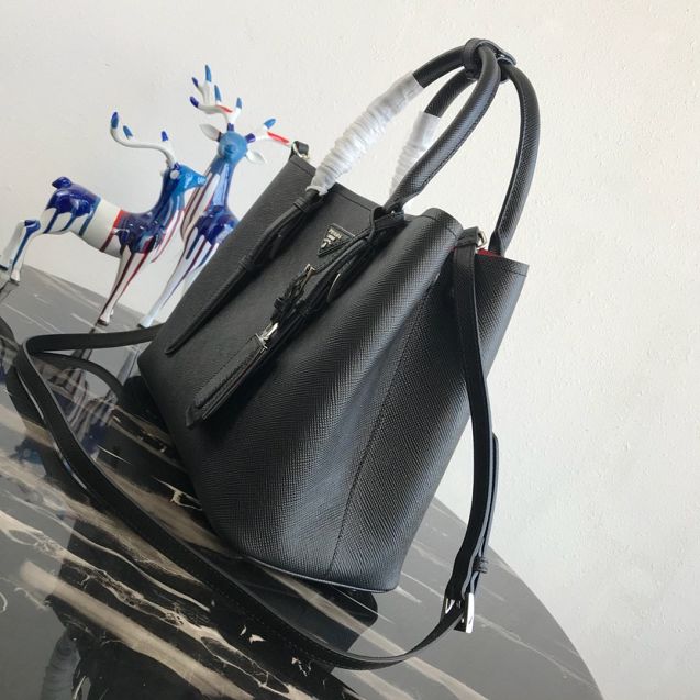 Prada original saffiano leather medium double bag BN2838 black