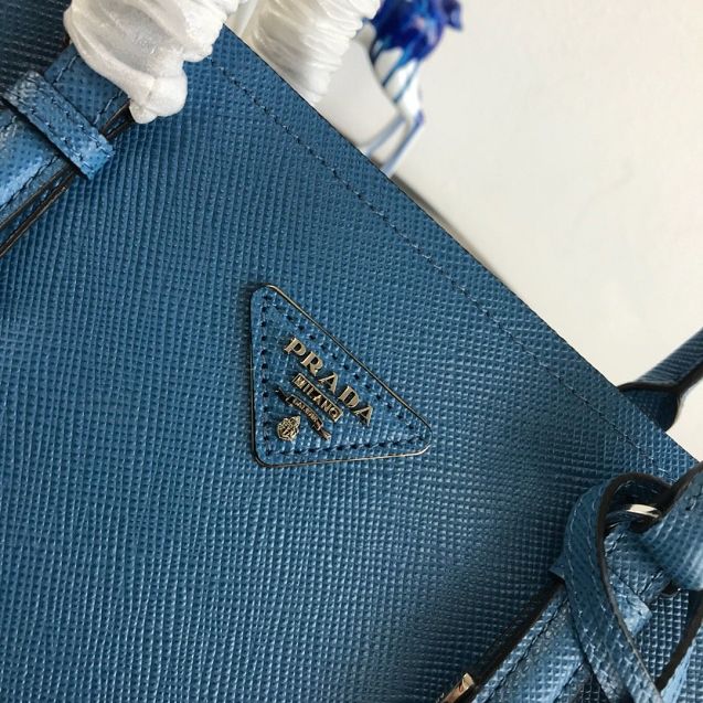 Prada original saffiano leather medium double bag BN2838 blue